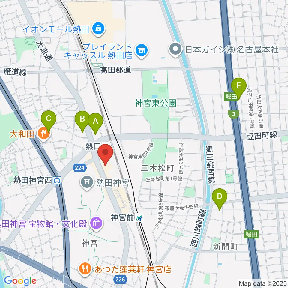 熱田文化小劇場周辺のホテル一覧地図