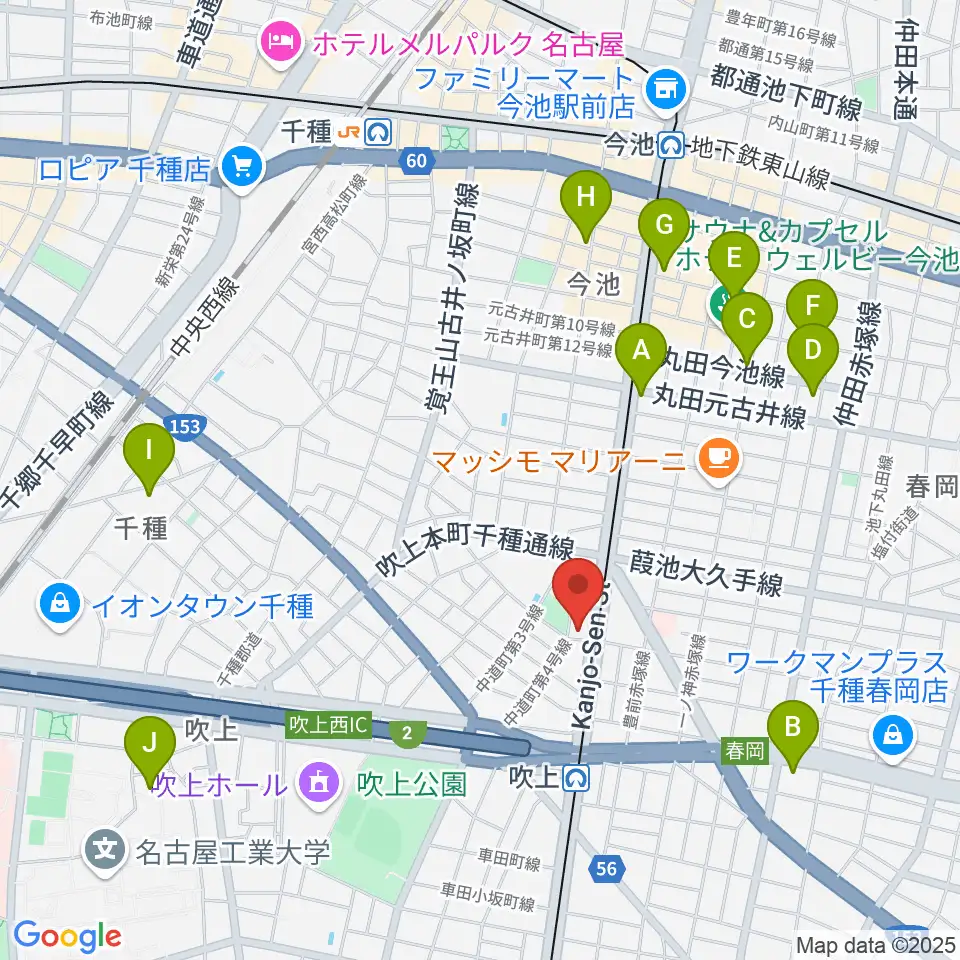 千種文化小劇場周辺のホテル一覧地図