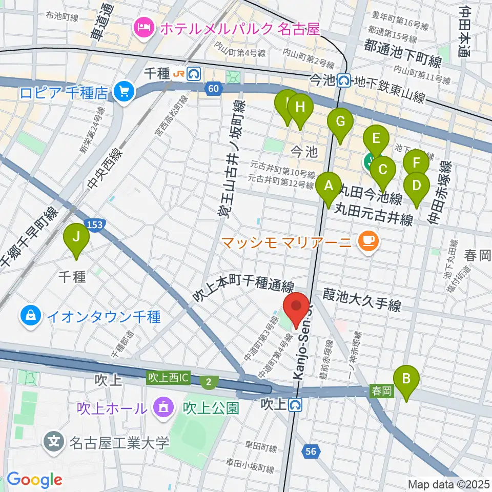 千種文化小劇場周辺のホテル一覧地図