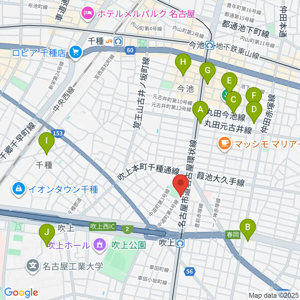 千種文化小劇場周辺のホテル一覧地図