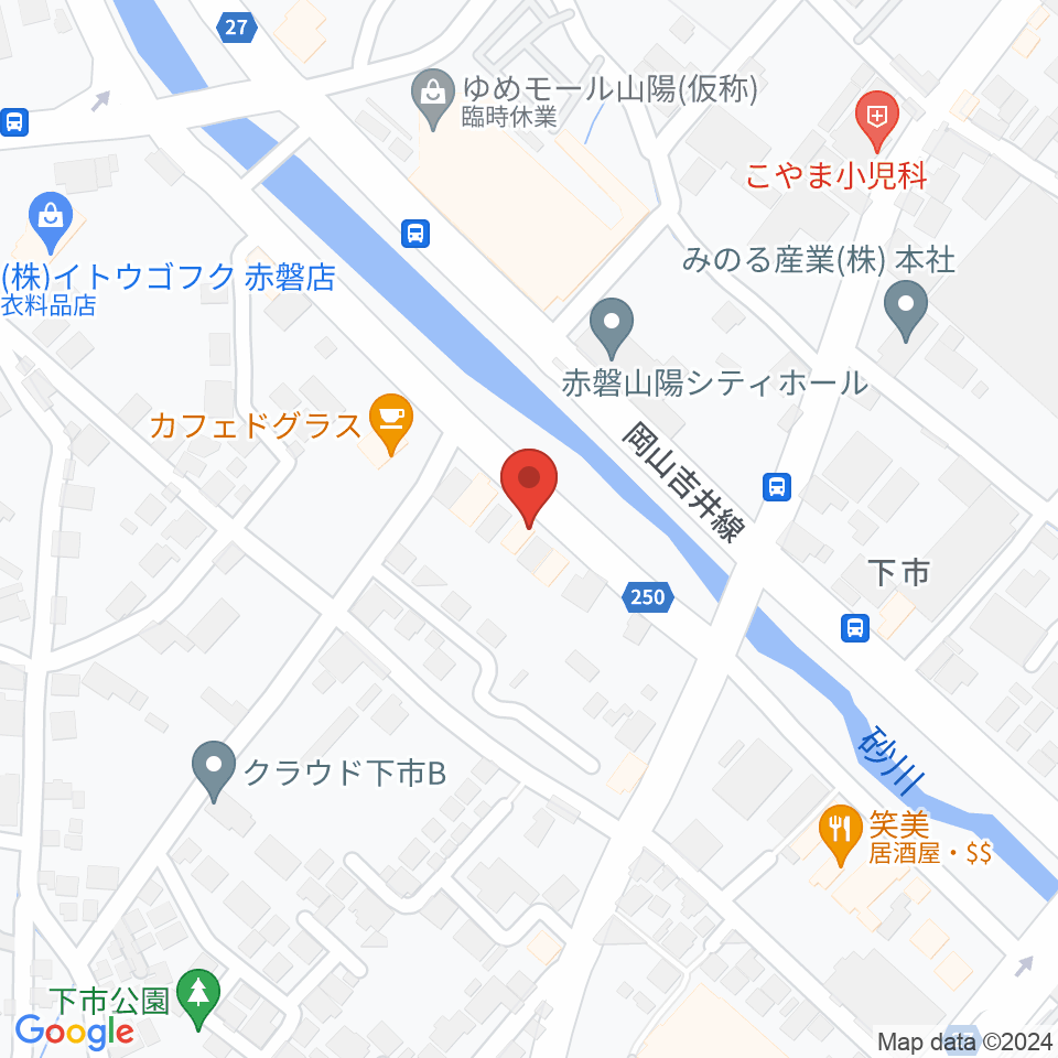 山陽こだま楽器 赤磐本店周辺のホテル一覧地図