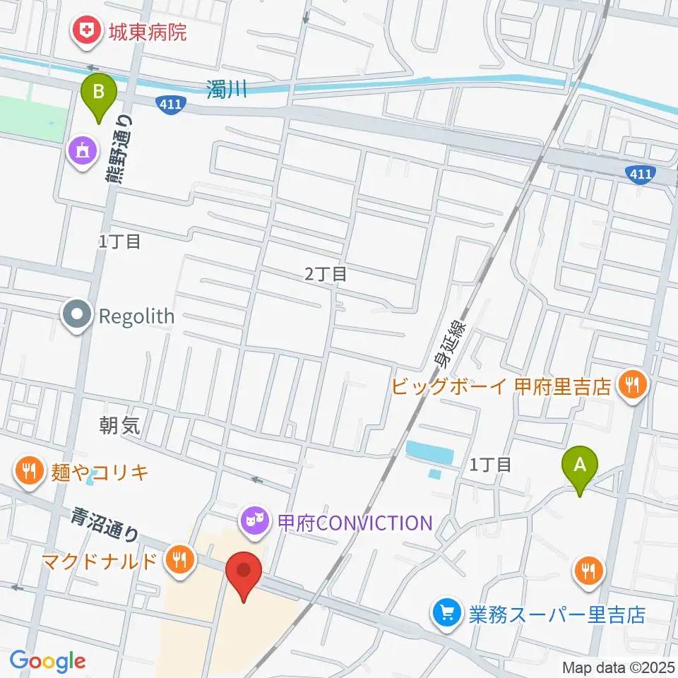 内藤楽器 甲府東センター周辺のホテル一覧地図