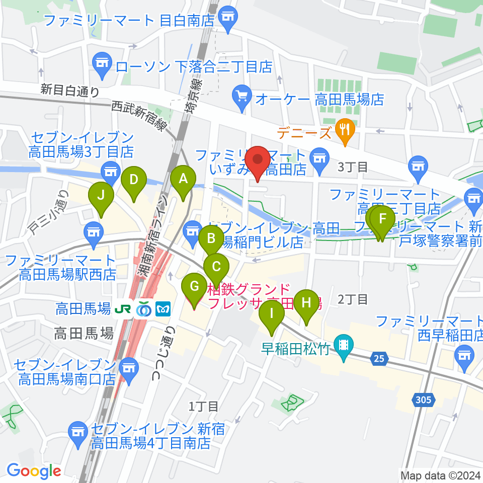 高田馬場CLUB PHASE周辺のホテル一覧地図