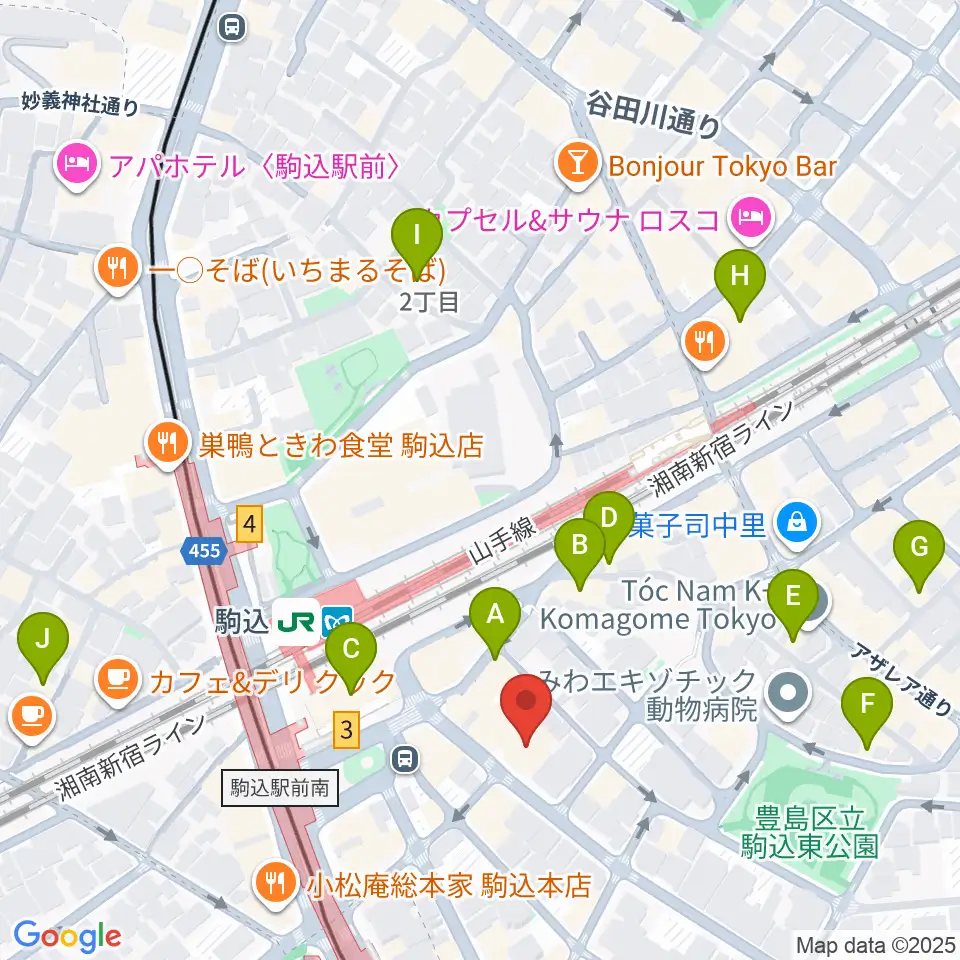 エークラスミュージック 駒込センター周辺のホテル一覧地図