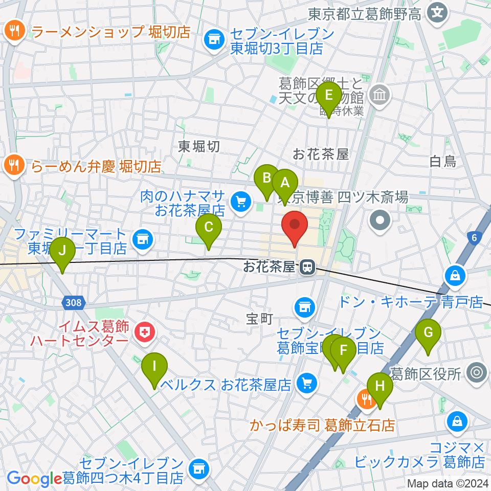 エークラスミュージック お花茶屋センター周辺のホテル一覧地図