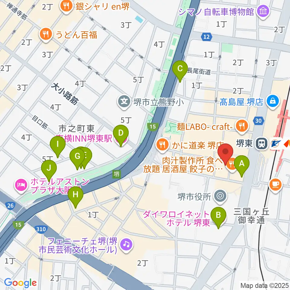 堺東Goith周辺のホテル一覧地図