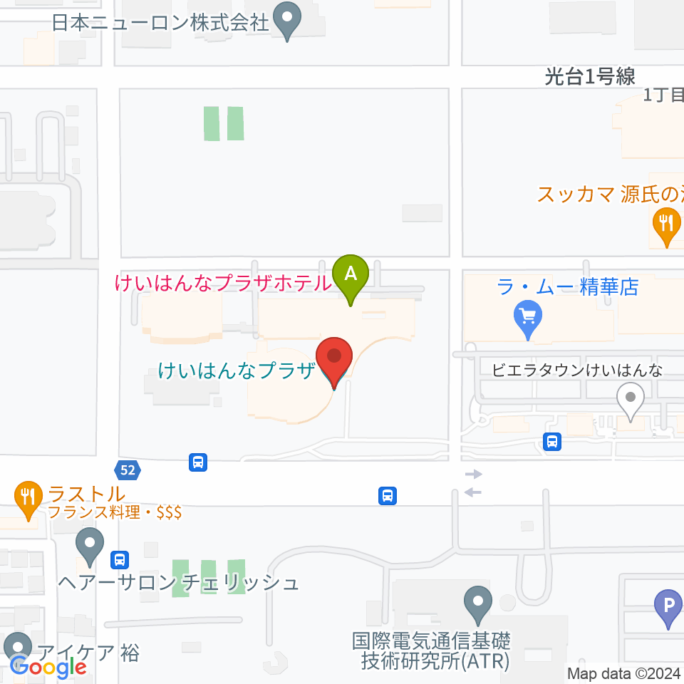 けいはんなプラザ周辺のホテル一覧地図