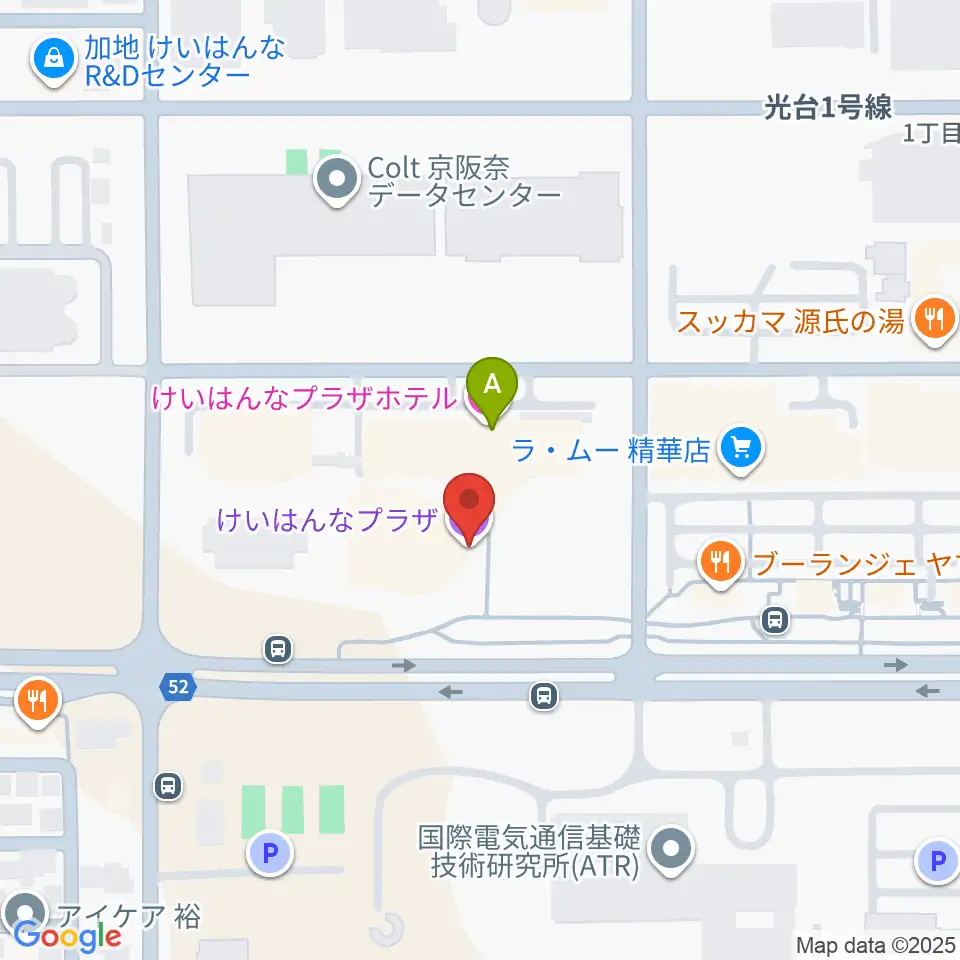 けいはんなプラザ周辺のホテル一覧地図