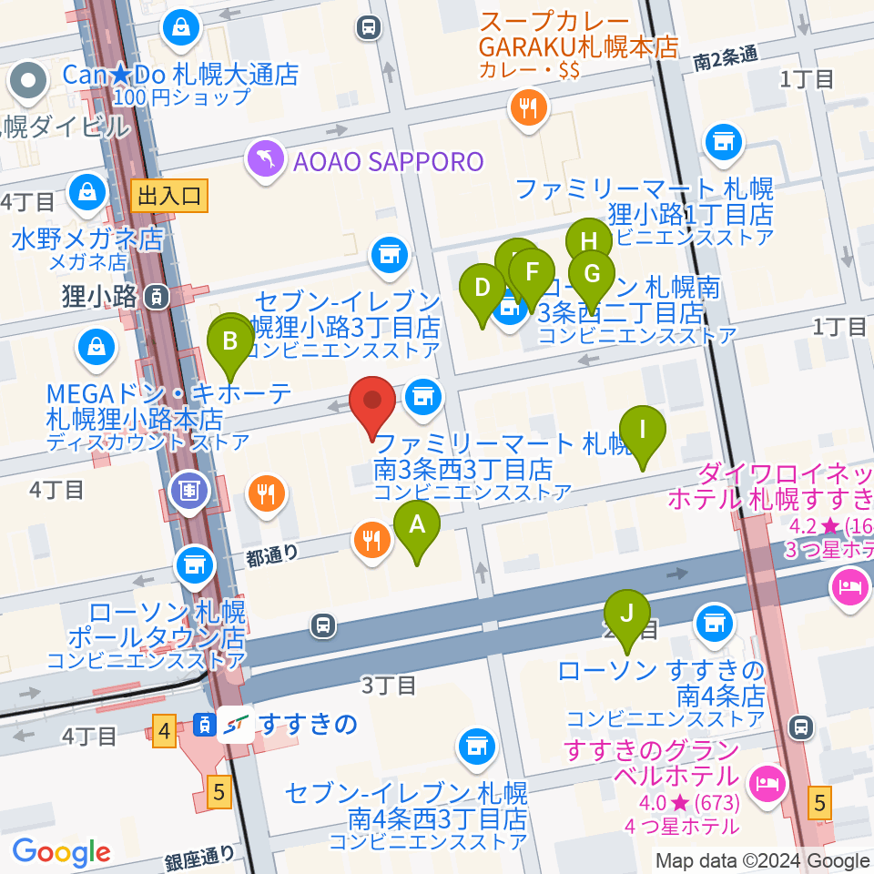 スタジオシーラカンス周辺のホテル一覧地図