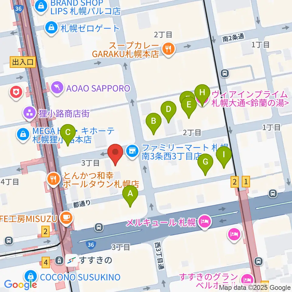 スタジオシーラカンス周辺のホテル一覧地図