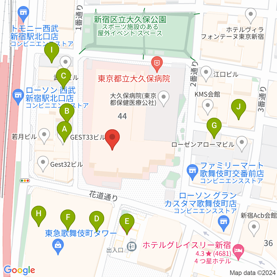 新宿ハイジアV-1周辺のホテル一覧地図