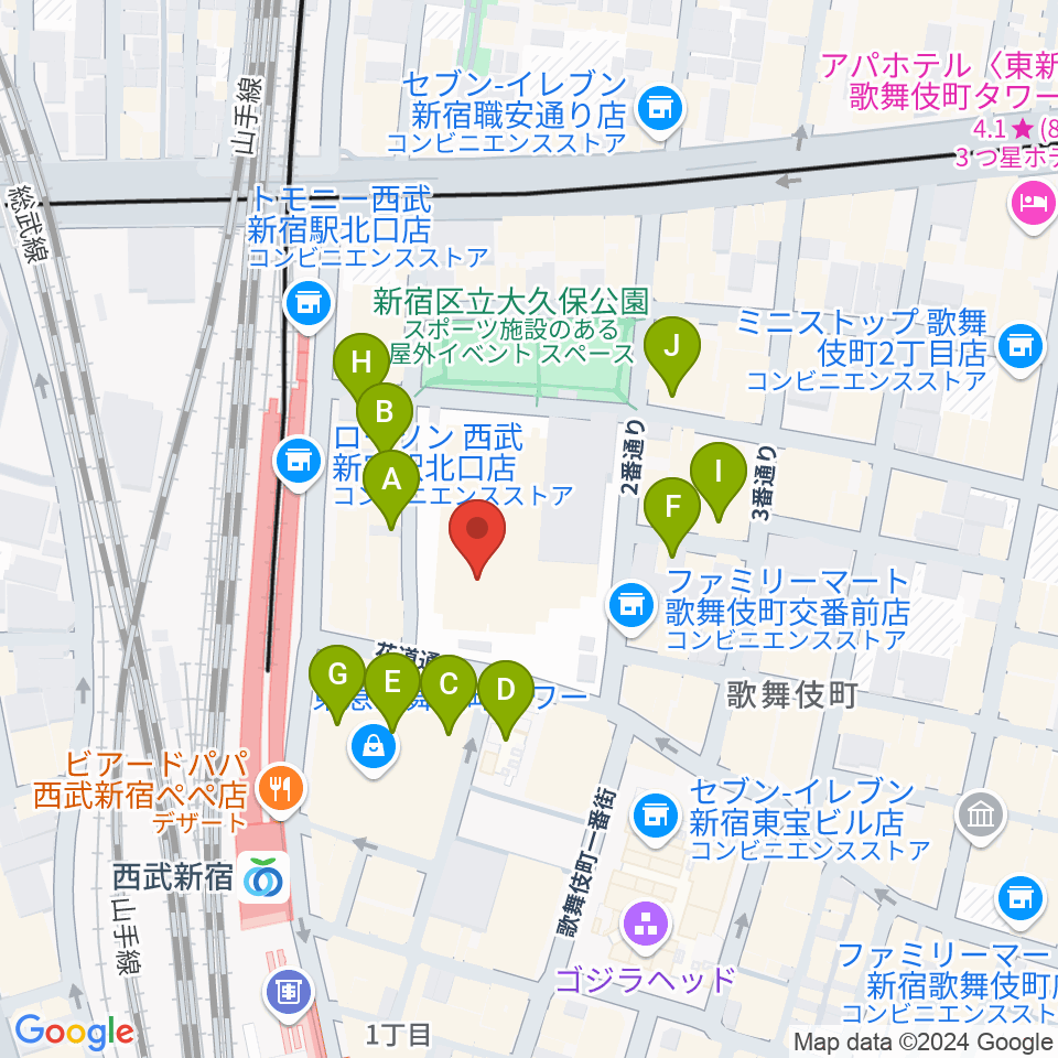 新宿ハイジアV-1周辺のホテル一覧地図