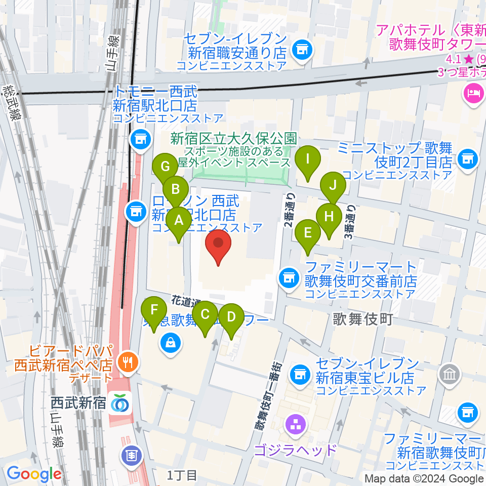 新宿ハイジアV-1周辺のホテル一覧地図