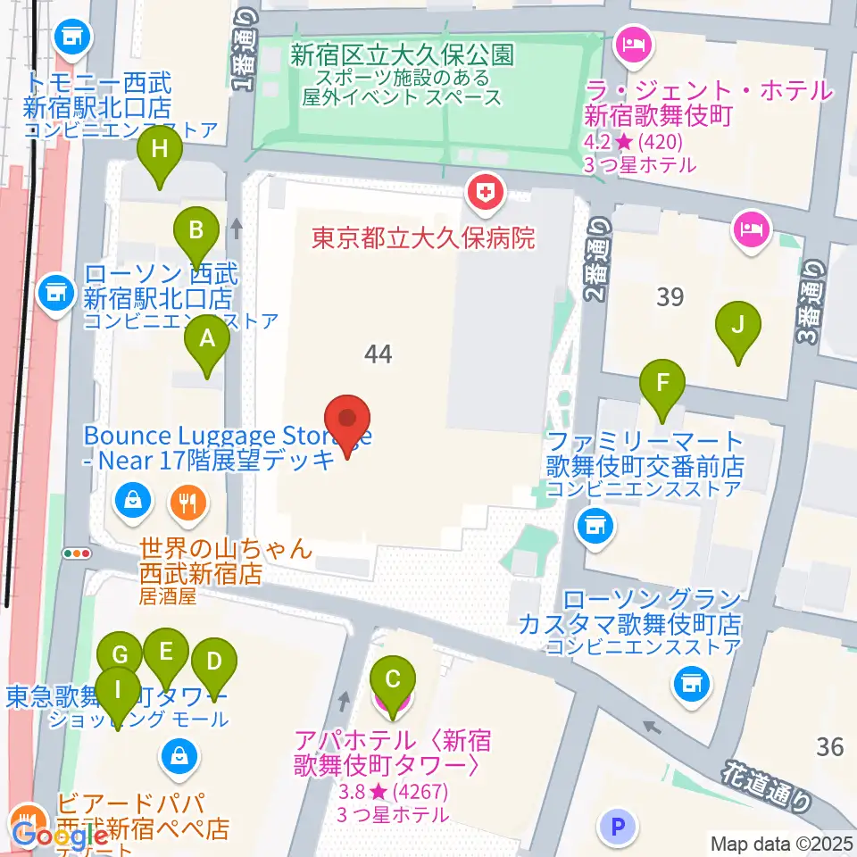 新宿ハイジアV-1周辺のホテル一覧地図
