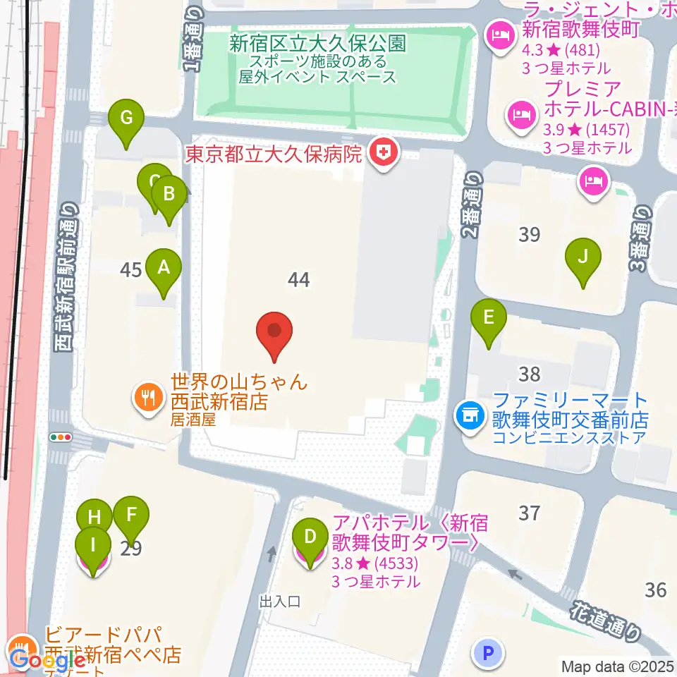 新宿ハイジアV-1周辺のホテル一覧地図