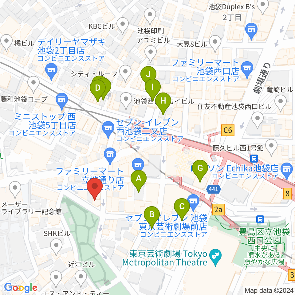 池袋西口GEKIBA周辺のホテル一覧地図