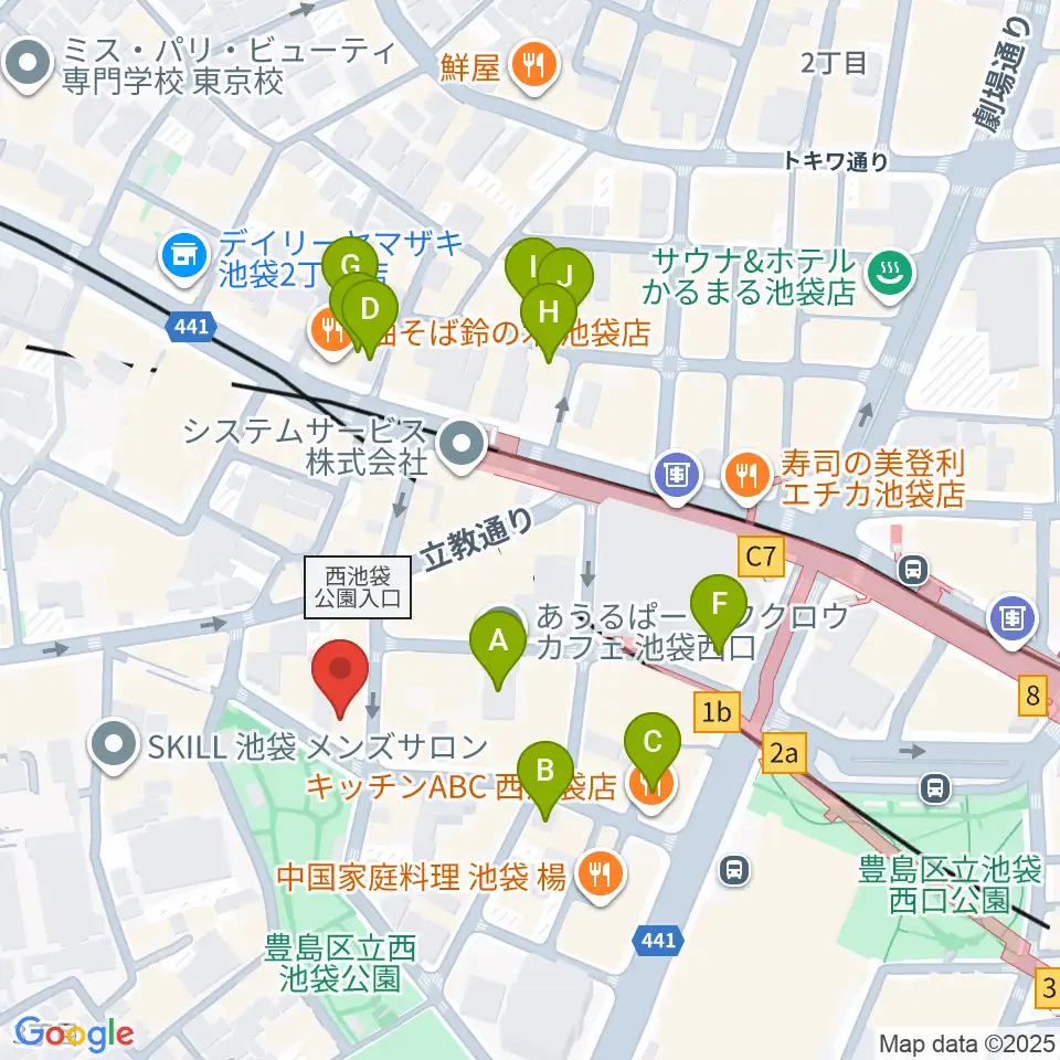 池袋西口GEKIBA周辺のホテル一覧地図