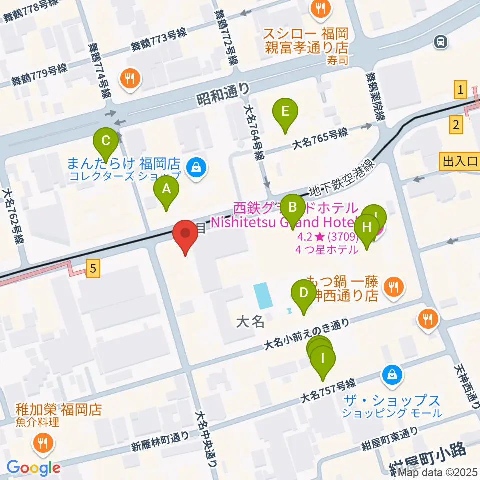 福岡Queblick周辺のホテル一覧地図