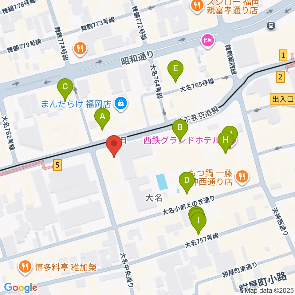 福岡Queblick周辺のホテル一覧地図