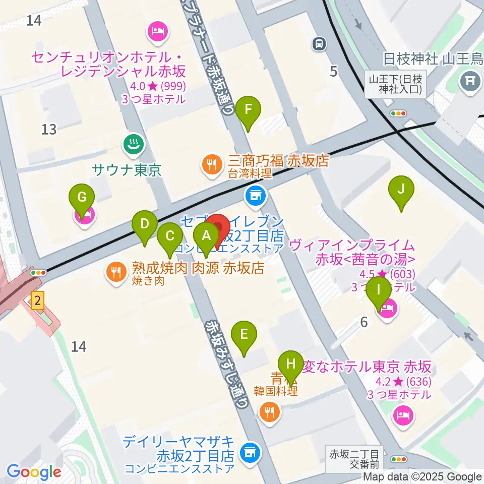 アプロ赤坂周辺のホテル一覧地図
