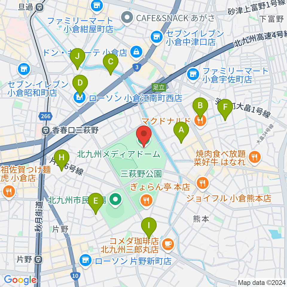 北九州メディアドーム周辺のホテル一覧地図