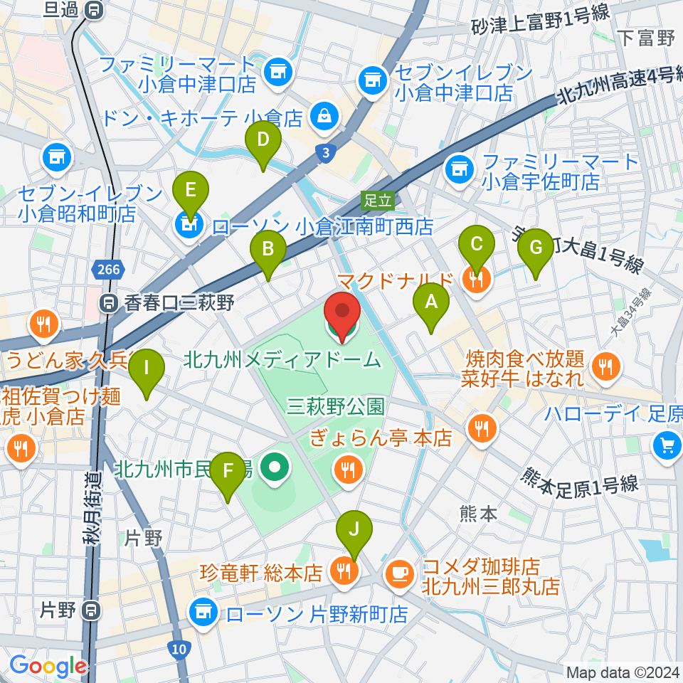 北九州メディアドーム周辺のホテル一覧地図