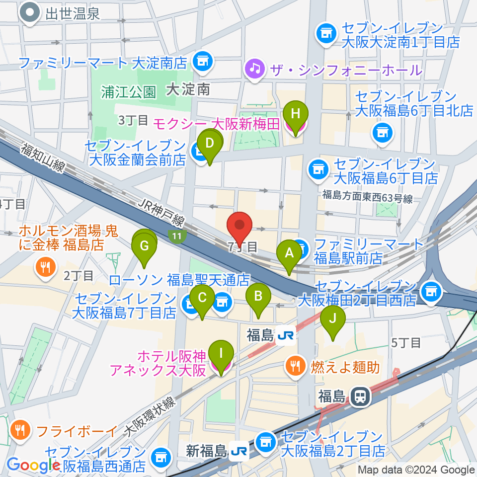 大阪福島セカンドライン周辺のホテル一覧地図