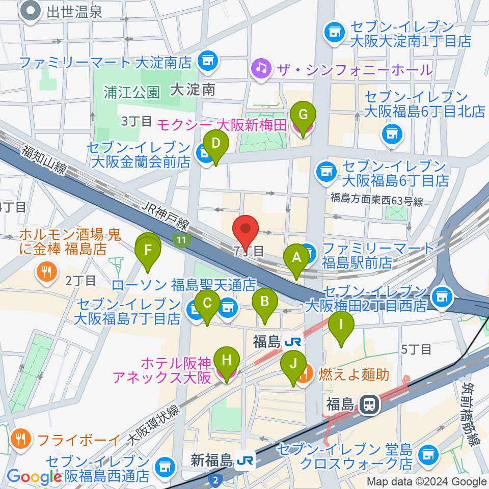 大阪福島セカンドライン周辺のホテル一覧地図