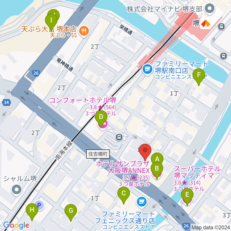 堺チクタク・スタジオNoi周辺のホテル一覧地図