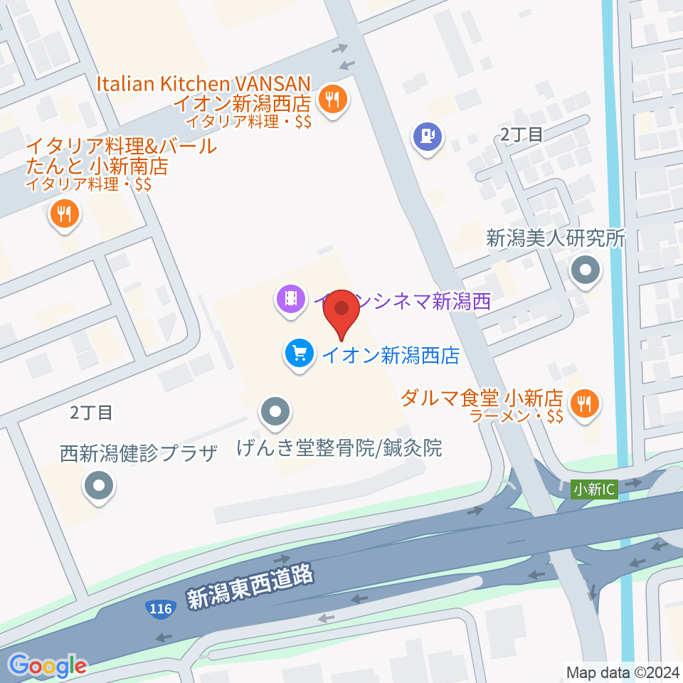 あぽろんイオン新潟西店周辺のホテル一覧地図