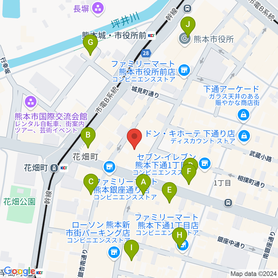 熊本CIB（キーブ）周辺のホテル一覧地図