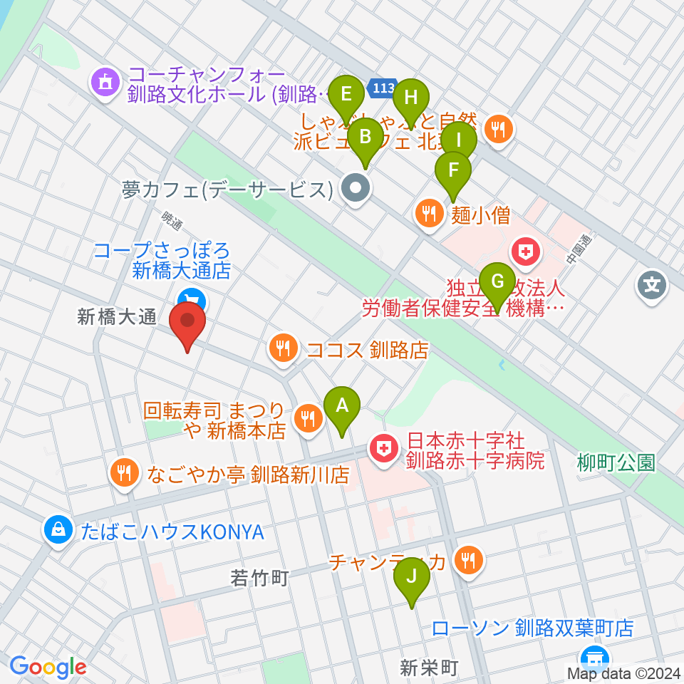 エルム楽器 釧路支店周辺のホテル一覧地図