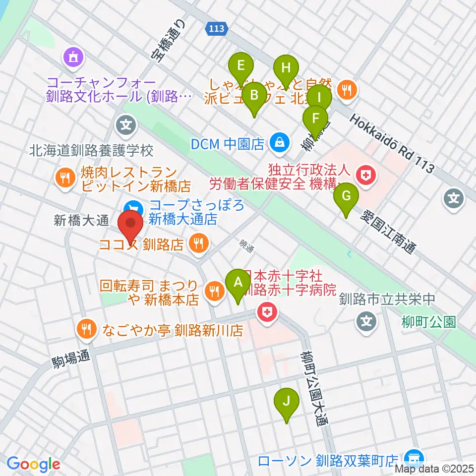 エルム楽器 釧路支店周辺のホテル一覧地図