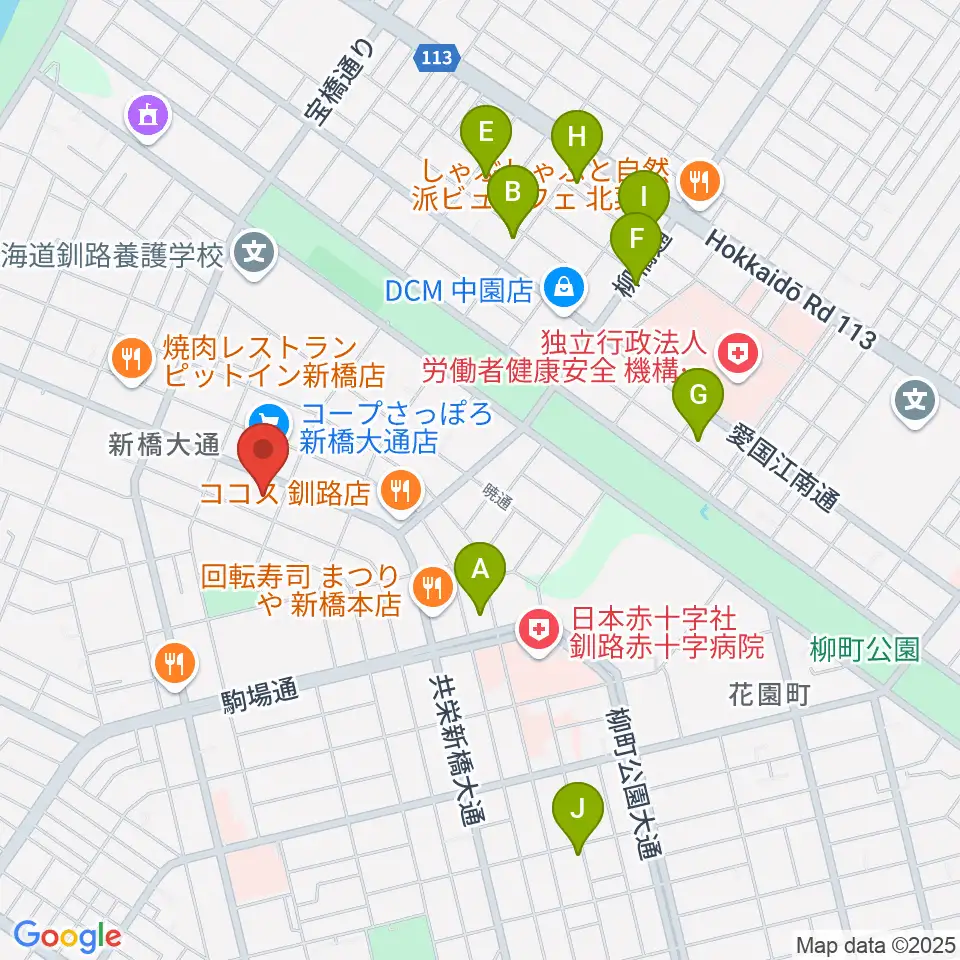 エルム楽器 釧路支店周辺のホテル一覧地図