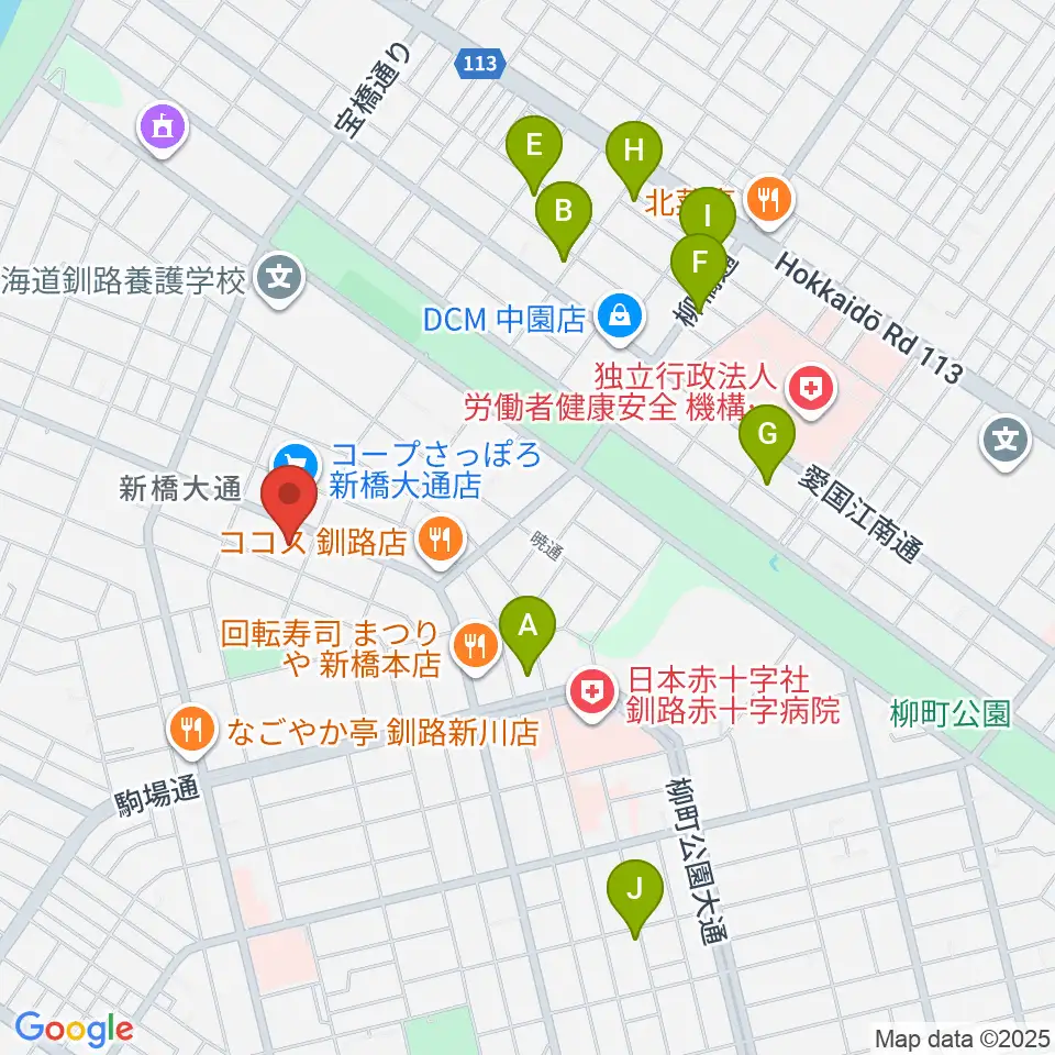 エルム楽器 釧路支店周辺のホテル一覧地図