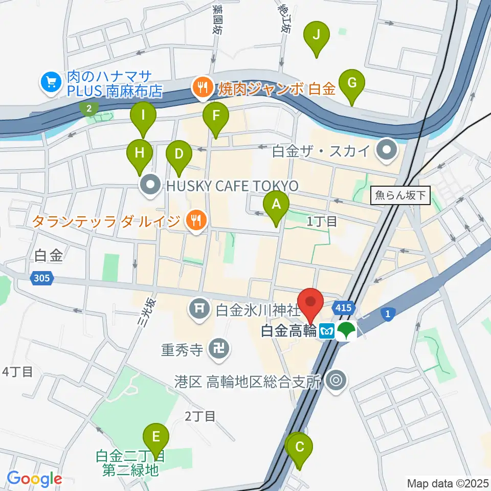 白金高輪ひとみ音楽教室周辺のホテル一覧地図