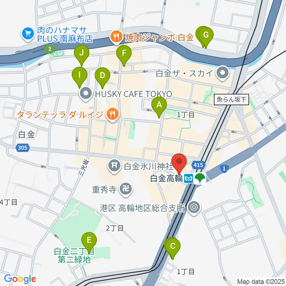 白金高輪ひとみ音楽教室周辺のホテル一覧地図