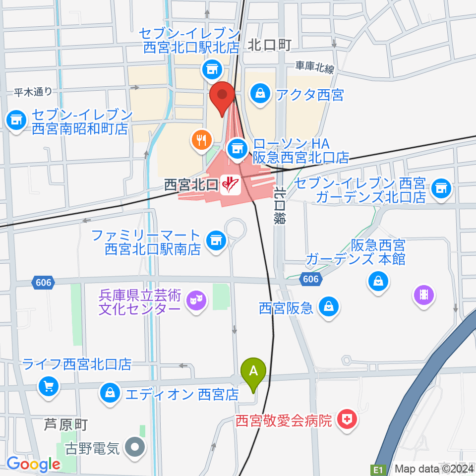 JGSミュージックスクール西宮校周辺のホテル一覧地図