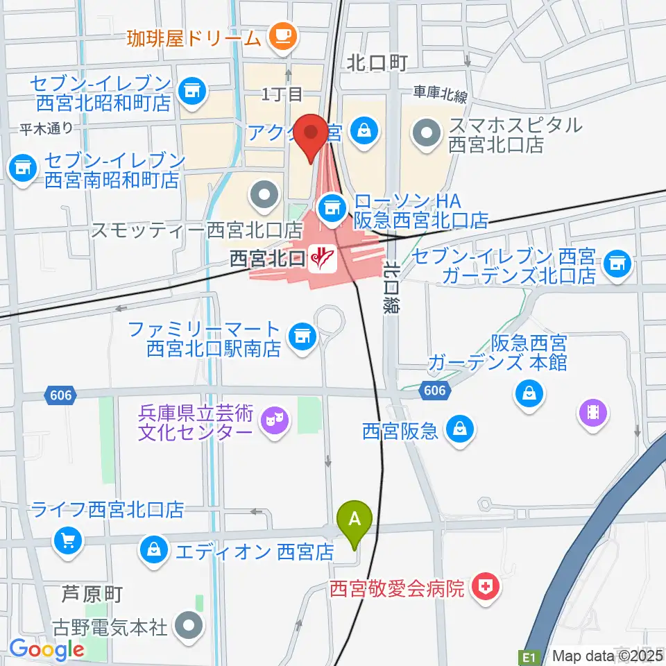 JGSミュージックスクール西宮校周辺のホテル一覧地図