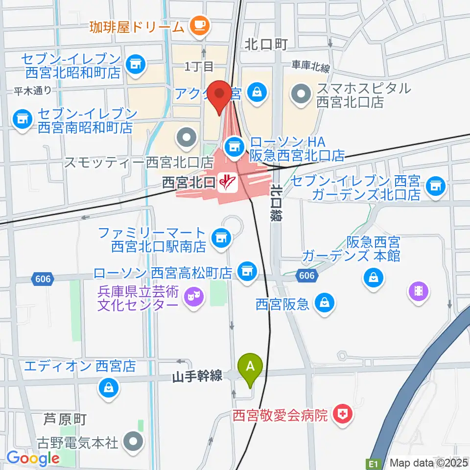 JGSミュージックスクール西宮校周辺のホテル一覧地図