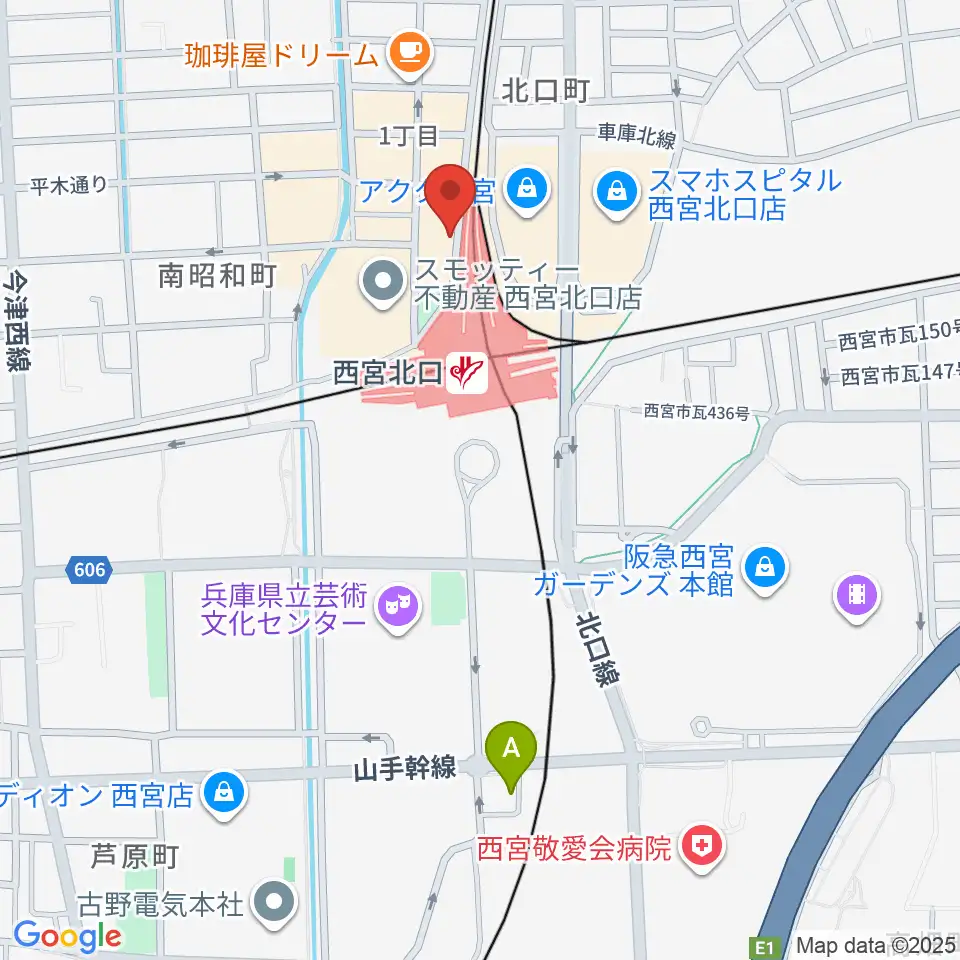 JGSミュージックスクール西宮校周辺のホテル一覧地図