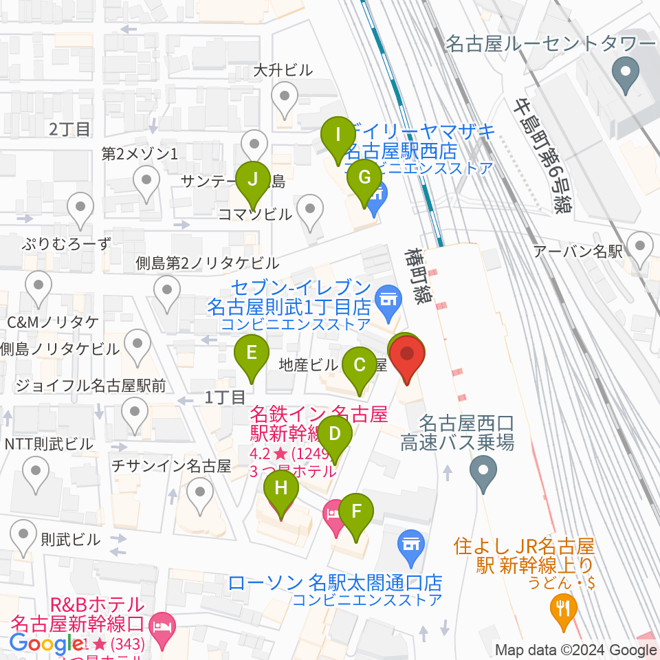 アイズボーカルスクール名古屋駅前校周辺のホテル一覧地図