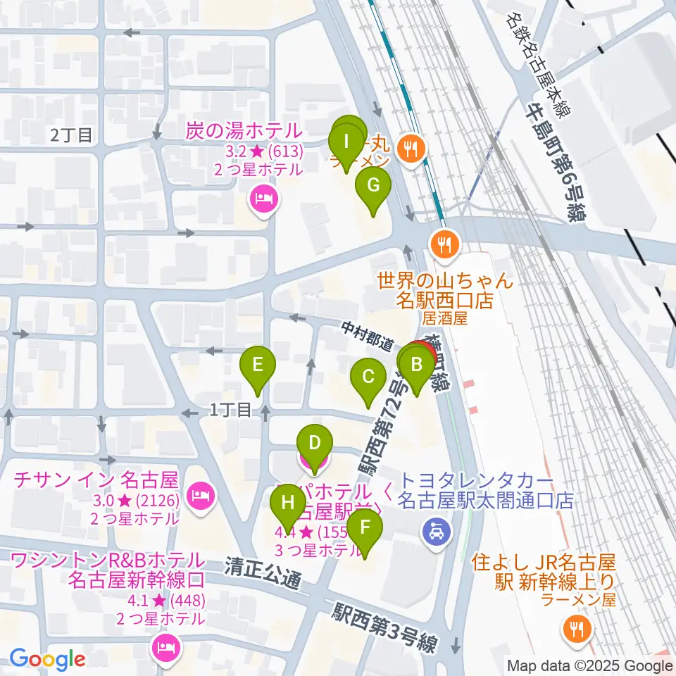 アイズボーカルスクール 名古屋駅前校周辺のホテル一覧地図