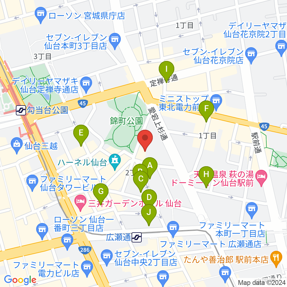 専門学校デジタルアーツ仙台周辺のホテル一覧地図