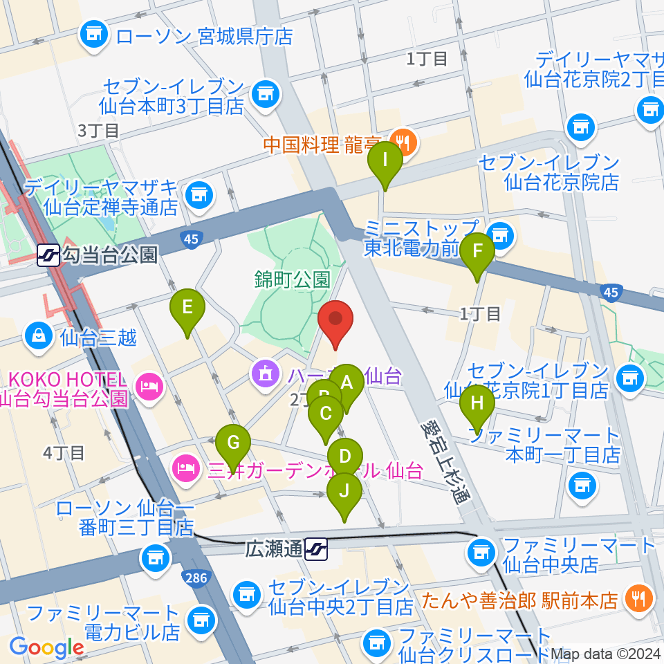 専門学校デジタルアーツ仙台周辺のホテル一覧地図