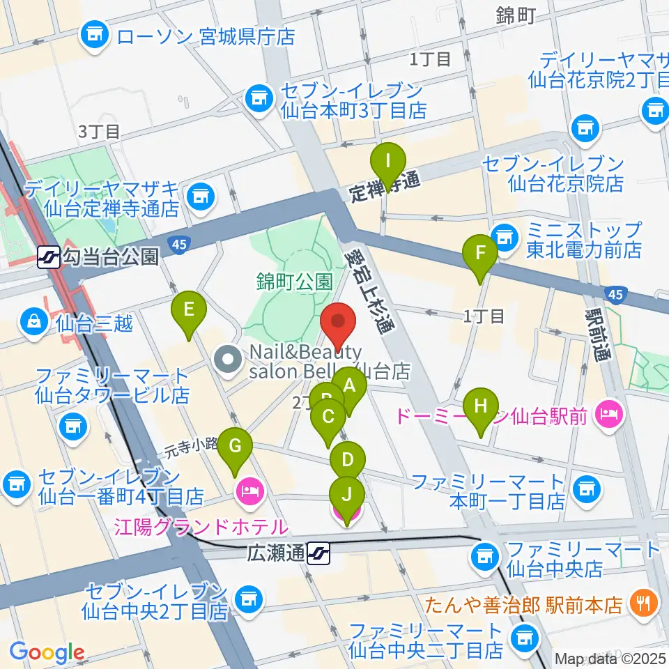 専門学校デジタルアーツ仙台周辺のホテル一覧地図