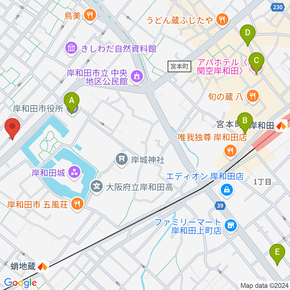 民の謡 岸和田店周辺のホテル一覧地図