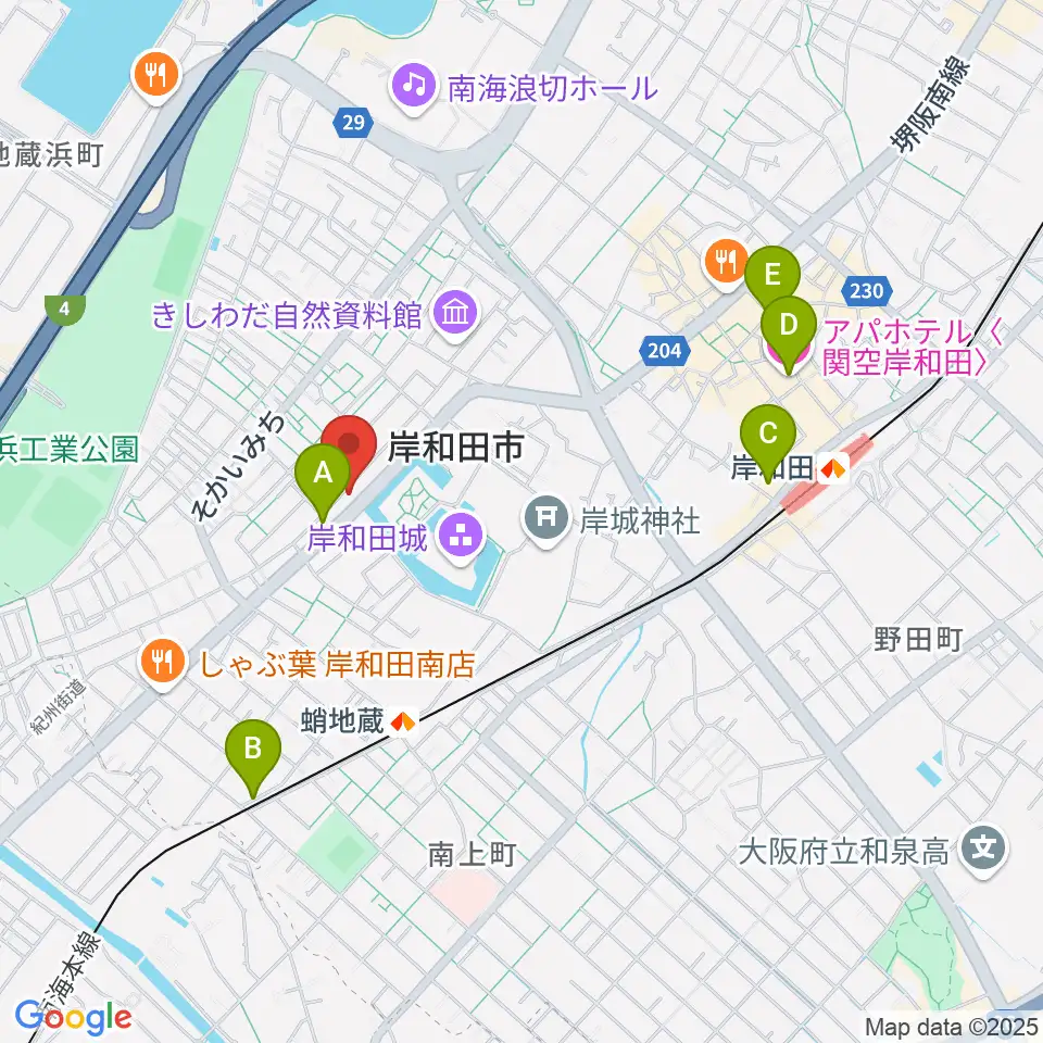 民の謡 岸和田店周辺のホテル一覧地図