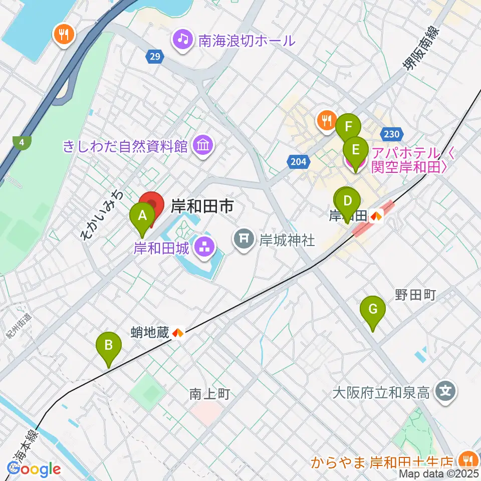 民の謡 岸和田店周辺のホテル一覧地図