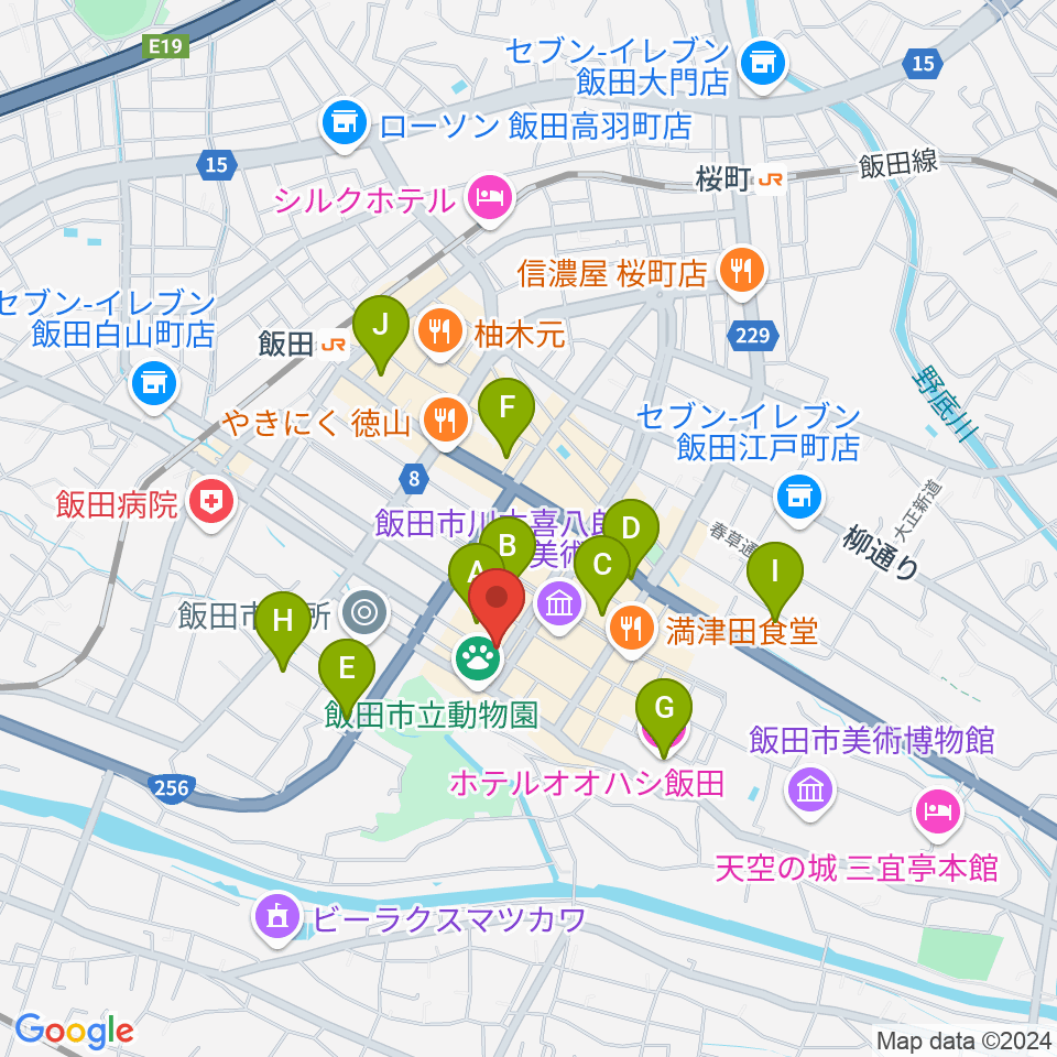 飯田CANVAS周辺のホテル一覧地図